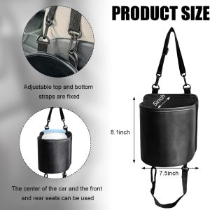 Car Seat Side Large Cup Holder Expander Adapter Bag, Auto Seat Storage Hanging Bag for Water Bottle Cup and Drink, Multifunctional Auto Interior Organizer with Waterproof Liner - Image 2
