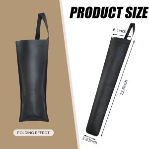 1 PC Car Umbrella Storage Cover, 23.6" x 6.1" Leather Waterproof Hanging Storage Bucket, Foldable Keep Car Clean Organizer for Long and Short Handled Umbrellas, Universal for Cars (Black) - Image 2