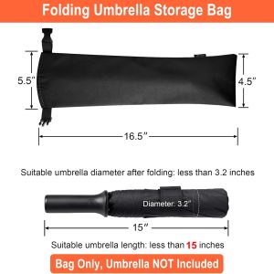 1 Pc Umbrella Bag Waterproof Travel Umbrellas Storage Pouches Wet Umbrella Cases Folding Umbrellas Sleeves Covers Portable Travel Umbrella Carry Bag for Home Outdoor (Black Color) - Image 2