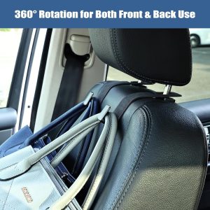 Car Seat Back Hook Universal Auto Storage Hanger Suede with Metal Car Seat Organizer for Handbag Purse Coat Umbrellas Grocery Bags 2 Pack Black - Image 2